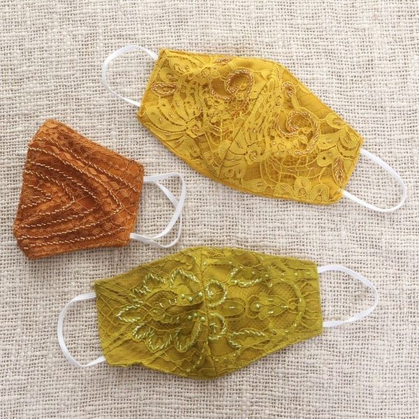 Alternate image for 3 Beaded Lace Contoured 2-Layer Rayon Face Masks Island Glamour
