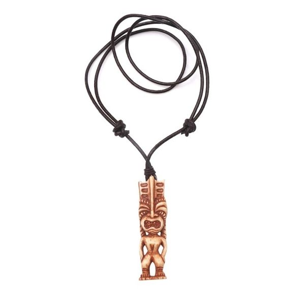 Alternate image for Hand-Carved Polynesian Bone Pendant Necklace from Bali Polynesian Figure