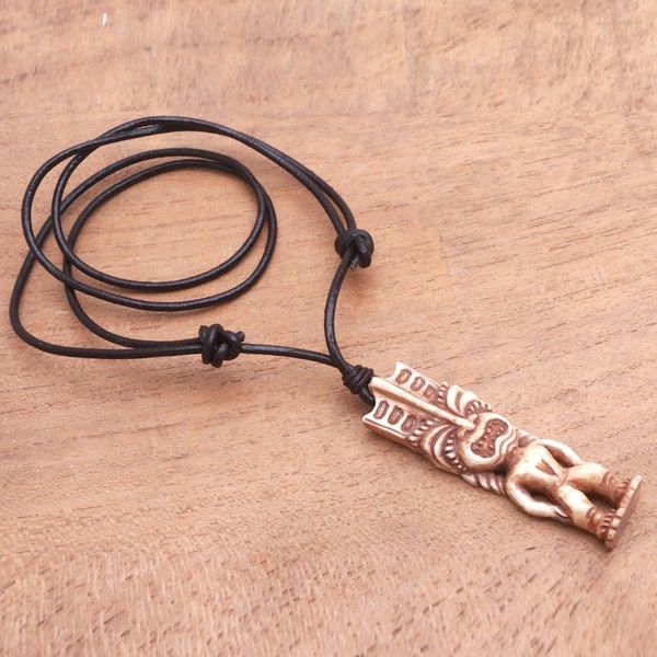 Alternate image for Hand-Carved Polynesian Bone Pendant Necklace from Bali Polynesian Figure