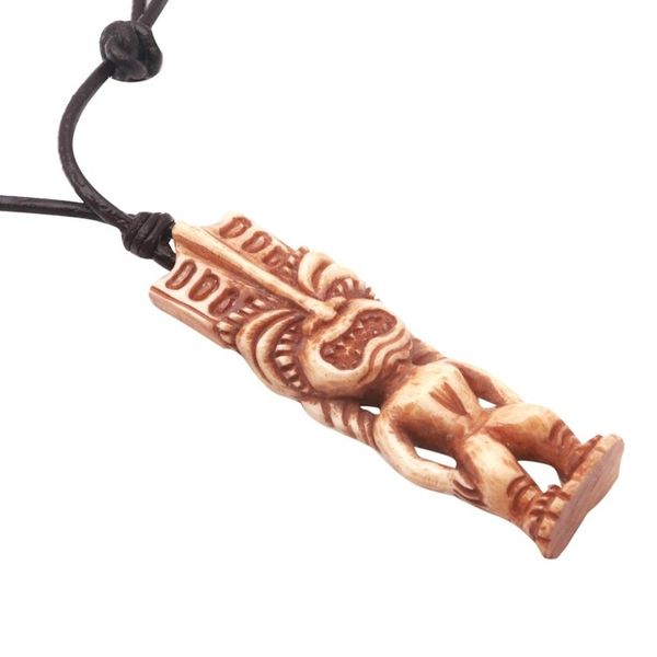 Alternate image for Hand-Carved Polynesian Bone Pendant Necklace from Bali Polynesian Figure