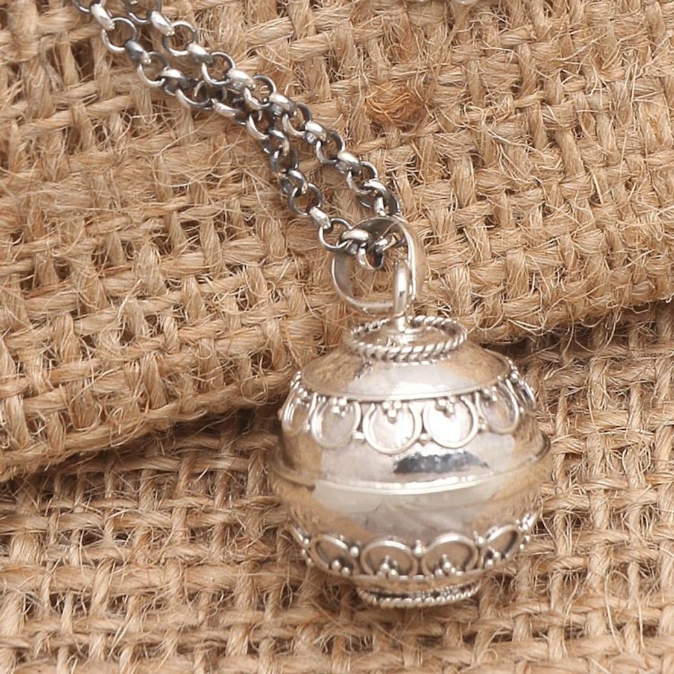 Sterling Silver Balinese Harmony Ball Necklace 18 Inch 'Circles of Light'
