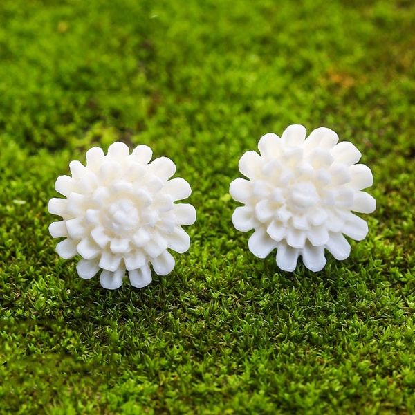 Alternate image for Hand-Carved Bone Lotus Flower Button Earrings from Bali Fantastic Padma