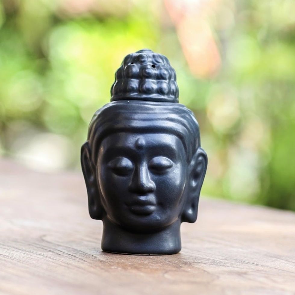 Hand Crafted Buddha Oil Warmer from Bali 'Buddha Head'