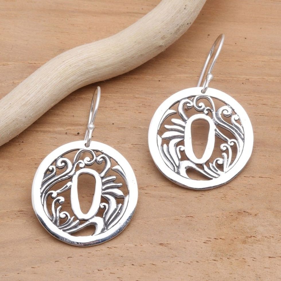Artisan Crafted Sterling Silver Japanese Style Earrings 'Tsuba Protection'