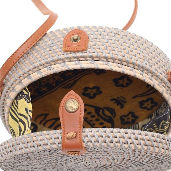 Alternate image for Blue-Grey Woven Bamboo Round Shoulder Bag Blue-Grey Wheel