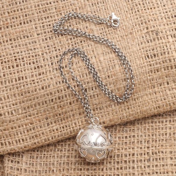 Alternate image for Handmade Heart Theme Sterling Silver Harmony Ball Necklace Love Chime