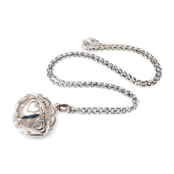 Alternate image for Handmade Heart Theme Sterling Silver Harmony Ball Necklace Love Chime