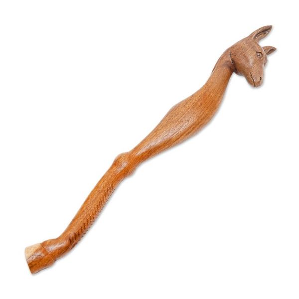 Alternate image for Horse-Themed Natural Suar Wood Back Scratcher from Bali Helpful Horse