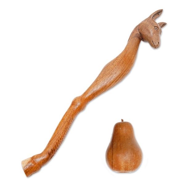 Alternate image for Horse-Themed Natural Suar Wood Back Scratcher from Bali Helpful Horse