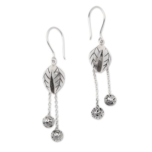 Alternate image for Leafy Sterling Silver Dangle Earrings Crafted in Bali Leafy Dew