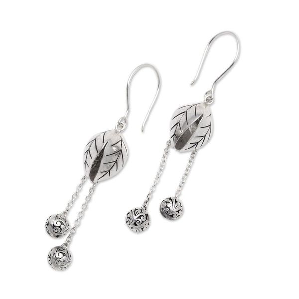Alternate image for Leafy Sterling Silver Dangle Earrings Crafted in Bali Leafy Dew