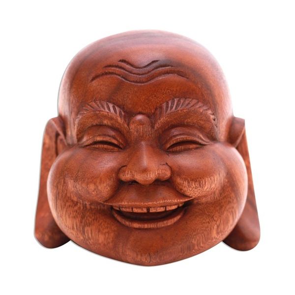 Alternate image for Suar Wood Laughing Buddha Sculpture from bali Jolly Buddha