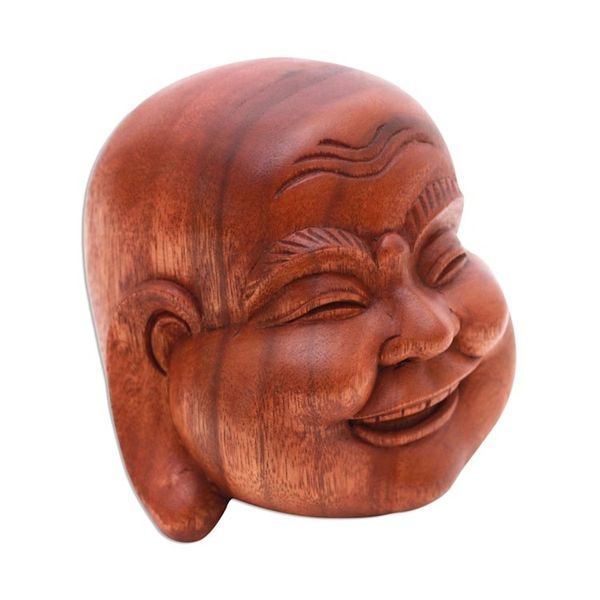 Alternate image for Suar Wood Laughing Buddha Sculpture from bali Jolly Buddha