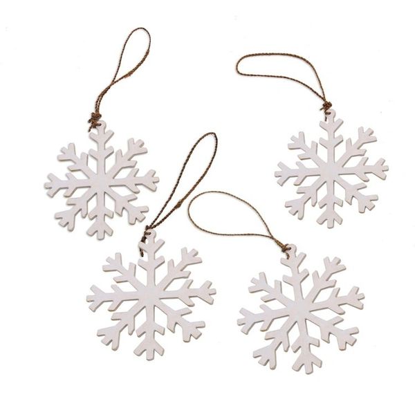 Alternate image for White Snowflake Wood Ornaments from Bali Set of 4 White Snowflakes