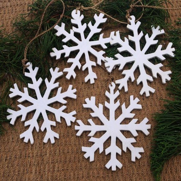 Alternate image for White Snowflake Wood Ornaments from Bali Set of 4 White Snowflakes