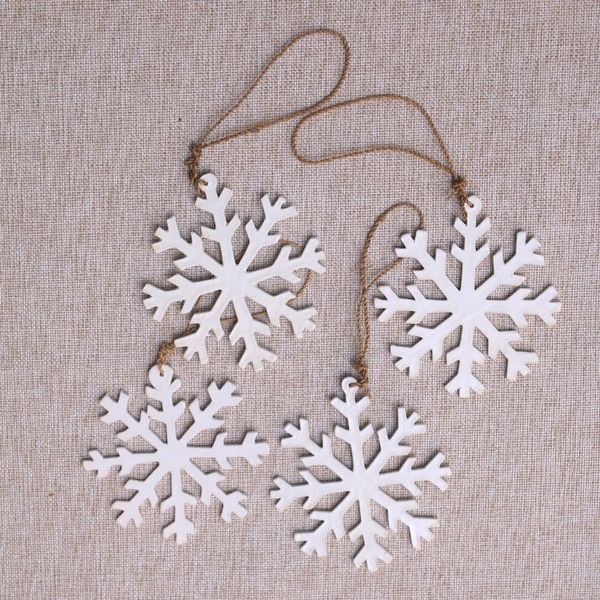 Alternate image for White Snowflake Wood Ornaments from Bali Set of 4 White Snowflakes