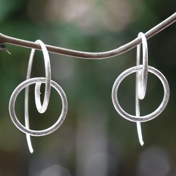Alternate image for Circular Sterling Silver Drop Earrings from Bali Circular Illusion