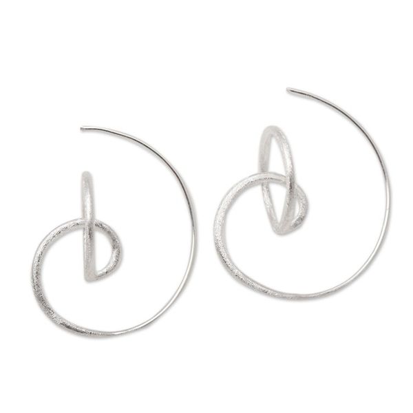 Alternate image for Circular Sterling Silver Drop Earrings from Bali Circular Illusion