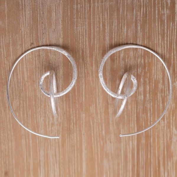 Alternate image for Circular Sterling Silver Drop Earrings from Bali Circular Illusion