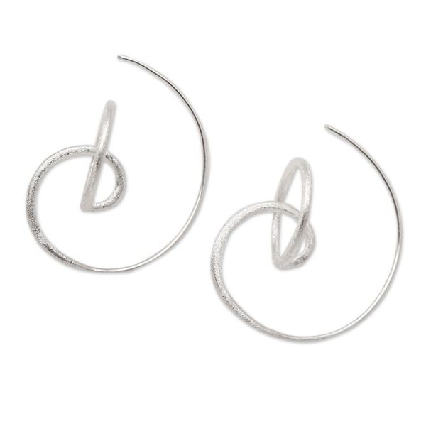 Alternate image for Circular Sterling Silver Drop Earrings from Bali Circular Illusion