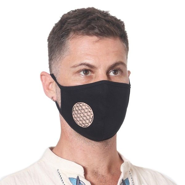 Alternate image for 1 Olive Green-1 Black-One 2-Layer Contoured Rayon Masks Positive Mantras