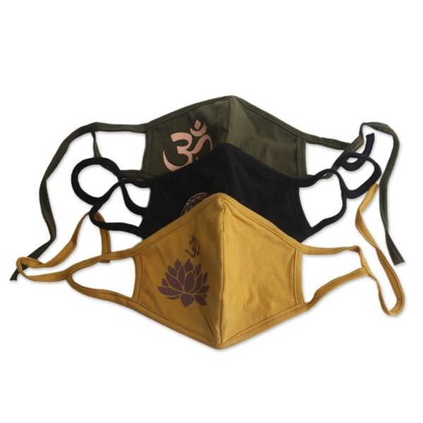 Alternate image for 1 Olive Green-1 Black-One 2-Layer Contoured Rayon Masks Positive Mantras
