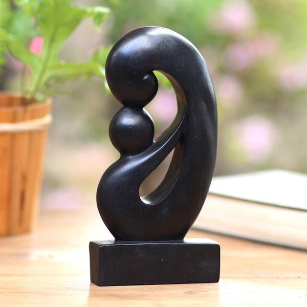 Alternate image for Balinese Wood Sculpture Mother and Child Boundless Love