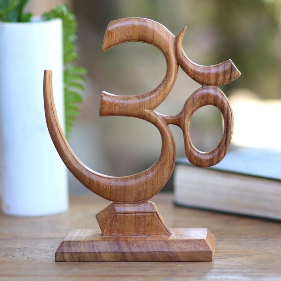 Omkara Suar Wood Sculpture from Indonesia 'Omkara Prayer'