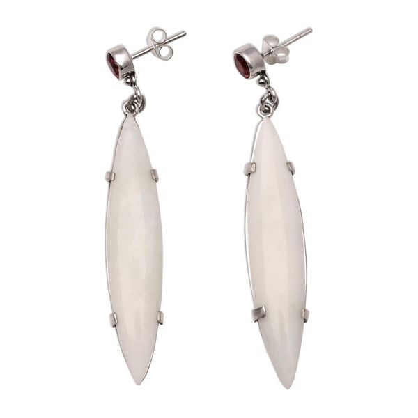 Alternate image for Handmade Bone and Garnet Dangle Earrings from Bali Beautiful Canoes