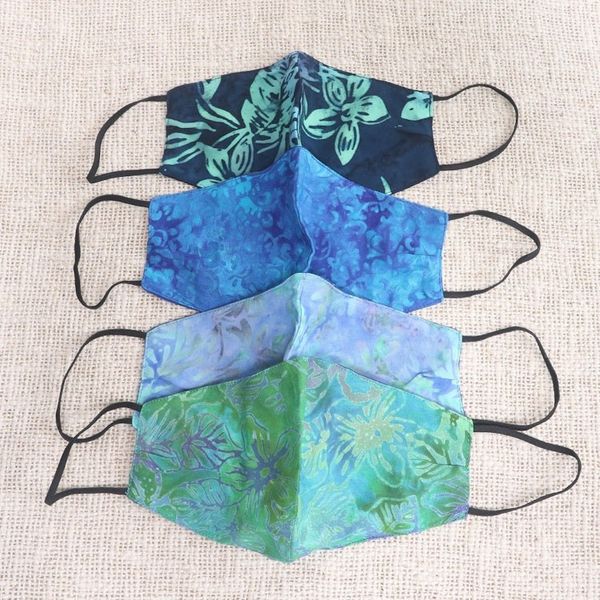 Alternate image for 4 Handmade Floral Batik 2-Layer Face Masks from Bali Island Blossoms
