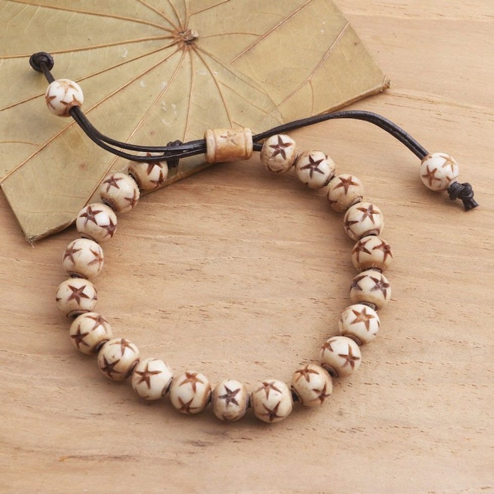 Artisan Crafted Beaded Bracelet from Bali 'Starry Night'