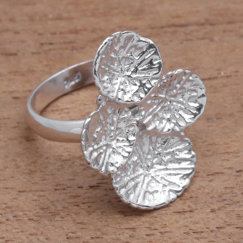 Modern Sterling Silver Cocktail Ring from Bali 'Abstract Pads'