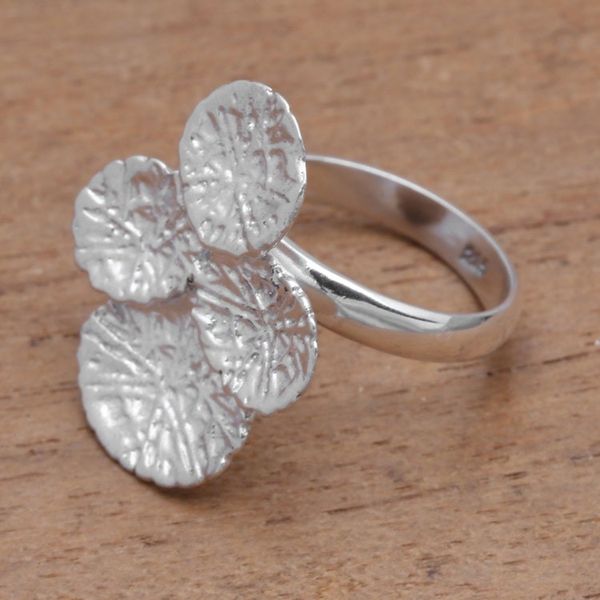Alternate image for Modern Sterling Silver Cocktail Ring from Bali Abstract Pads