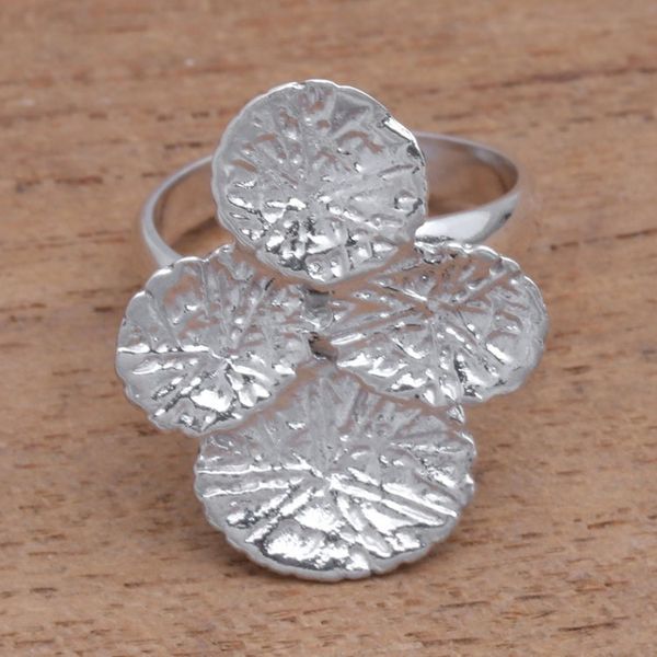 Alternate image for Modern Sterling Silver Cocktail Ring from Bali Abstract Pads