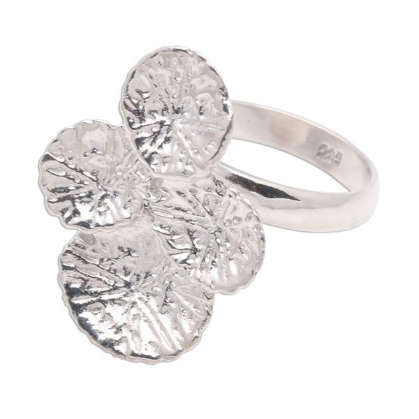 Alternate image for Modern Sterling Silver Cocktail Ring from Bali Abstract Pads