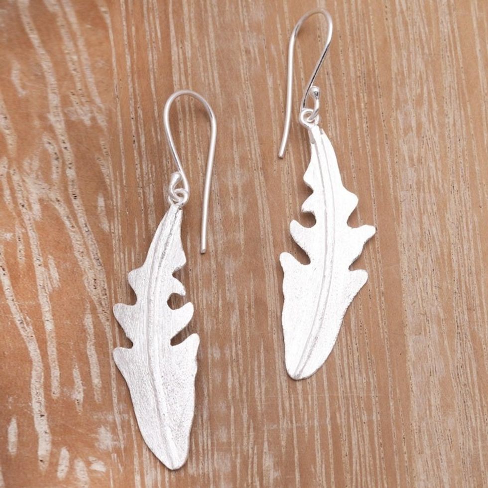 Abstract Sterling Silver Dangle Earrings from Bali 'Adorable Shape'