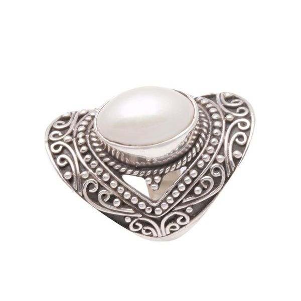 Alternate image for Artisan Crafted Cultured Pearl Cocktail Ring from Bali Solitary Glow