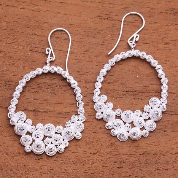 Alternate image for Basket-Shaped Sterling Silver Dangle Earrings from Java Morning Baskets