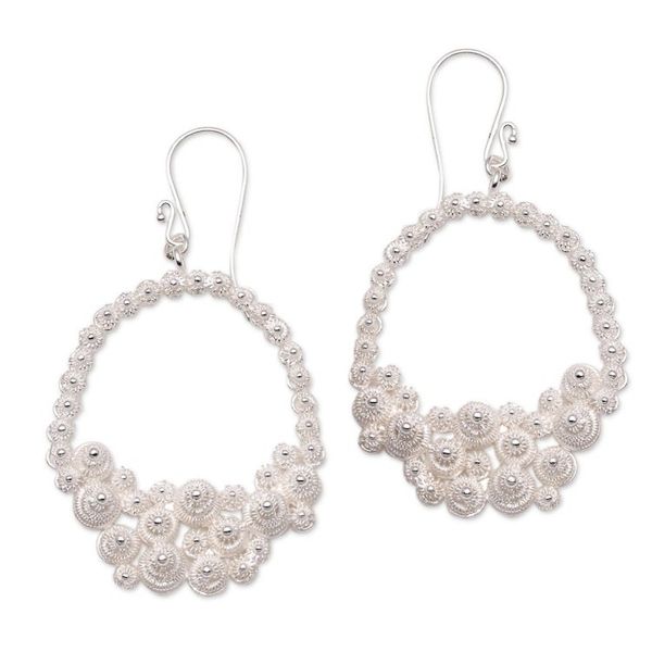 Alternate image for Basket-Shaped Sterling Silver Dangle Earrings from Java Morning Baskets