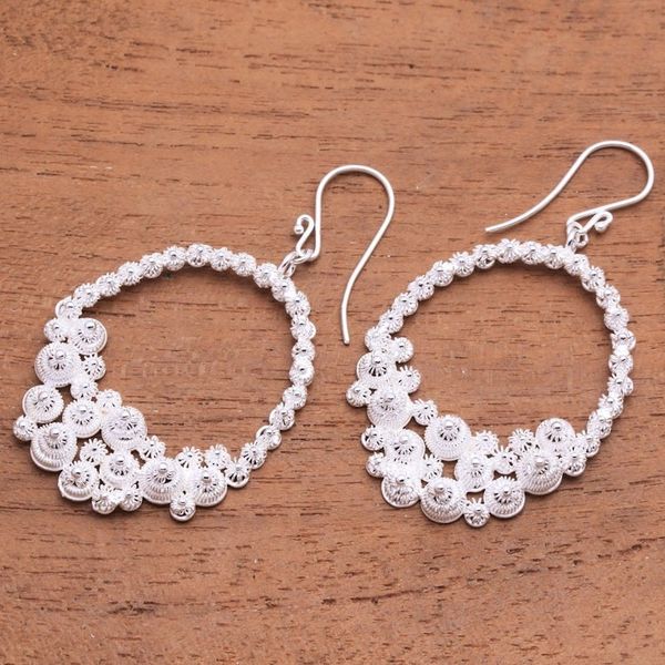 Alternate image for Basket-Shaped Sterling Silver Dangle Earrings from Java Morning Baskets