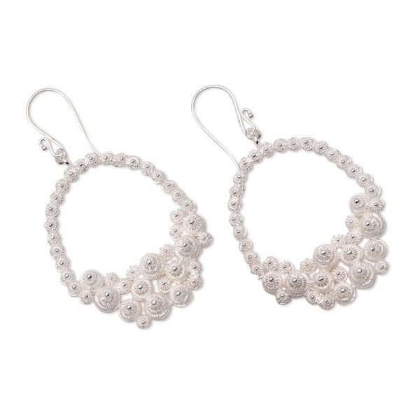 Alternate image for Basket-Shaped Sterling Silver Dangle Earrings from Java Morning Baskets