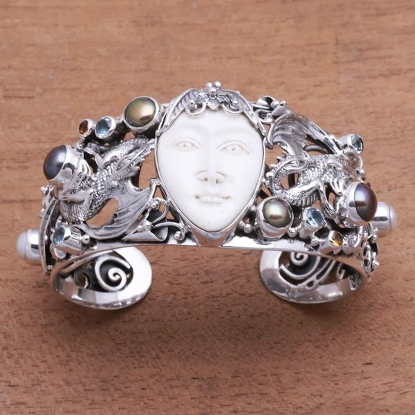 Alternate image for Dragon-Themed Multi-Gemstone Cuff Bracelet from Bali Dragon Empire
