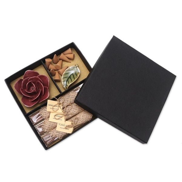 Alternate image for Incense and Ceramic Holders Gift Set Burgundy Rose