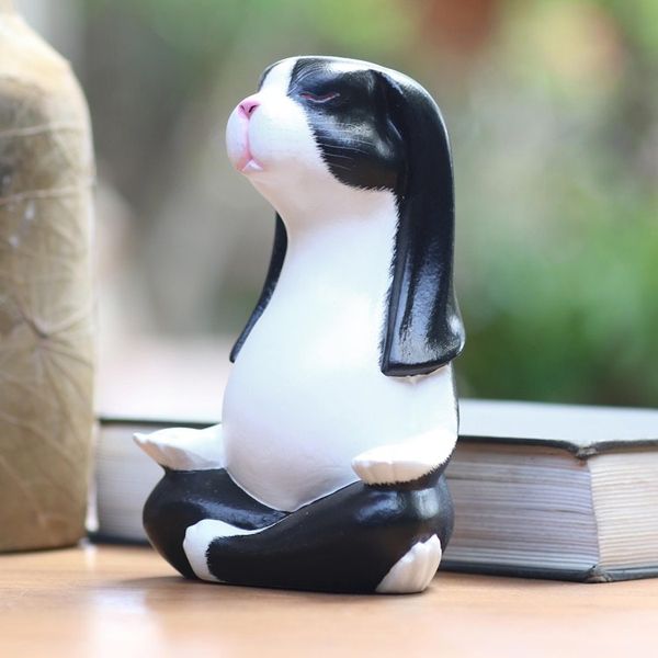Alternate image for Pregnant Yoga Bunny Wood Sculpture Expecting Yoga Bunny