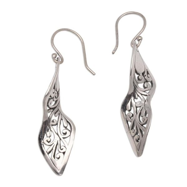 Alternate image for Twisting Spiral Motif Sterling Silver Dangle Earrings Twisting Swirls