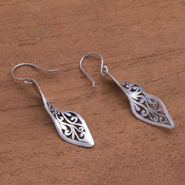 Alternate image for Twisting Spiral Motif Sterling Silver Dangle Earrings Twisting Swirls