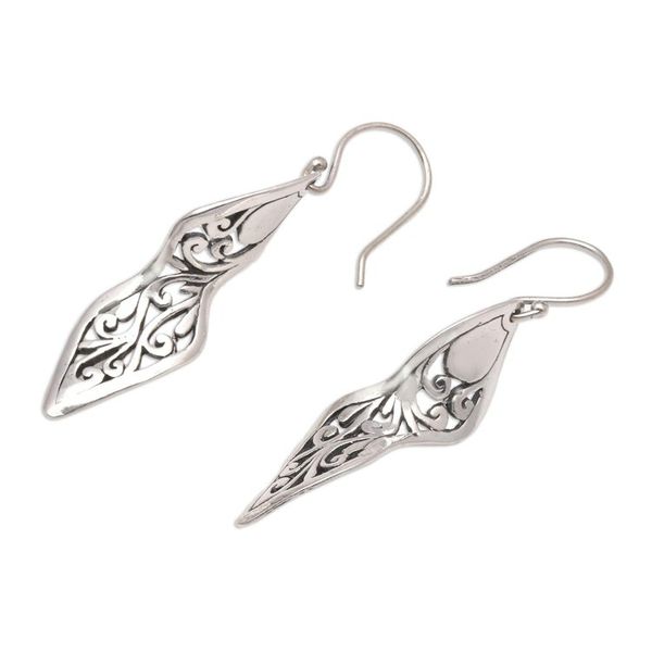 Alternate image for Twisting Spiral Motif Sterling Silver Dangle Earrings Twisting Swirls