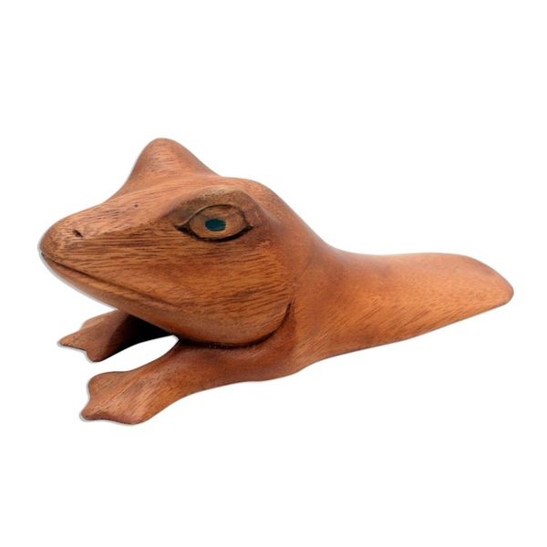 Alternate image for Hand Carved Wood Frog Door Stop Fanciful Frog