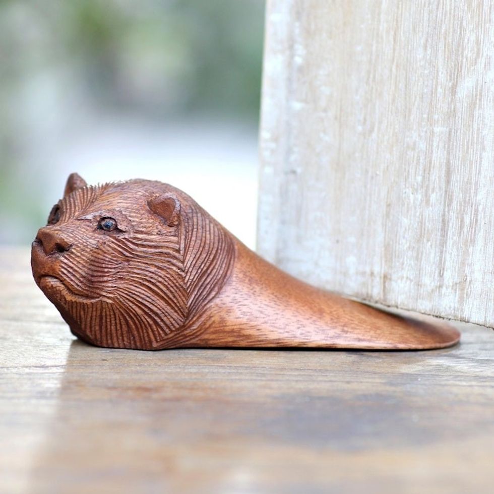 Artisan Crafted Bear Doorstop from Bali 'Bear Head'