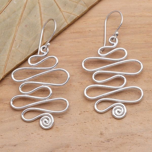 Alternate image for Polished Sterling Silver Dangle Earrings Switchback